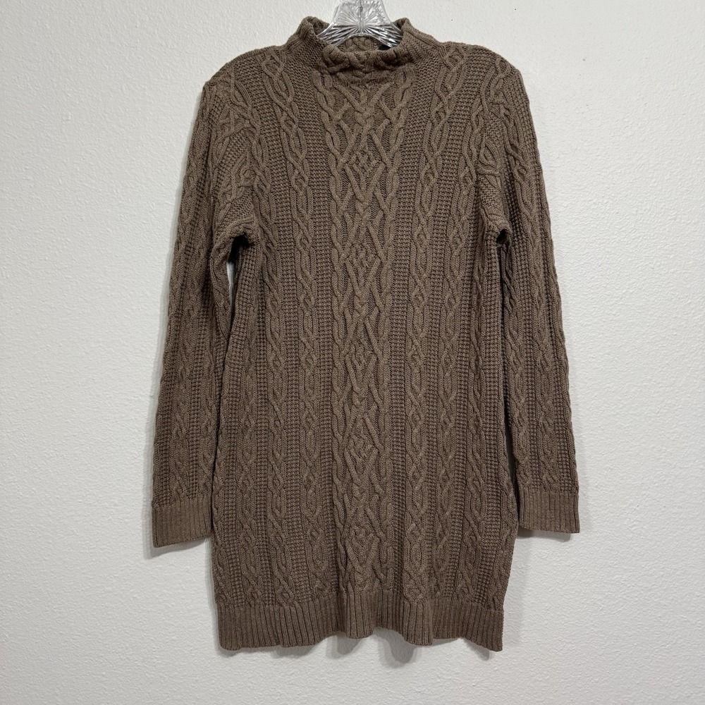 Jeanne Pierre Beige Mock Neck Tunic Long‎ Sleeve Sweater Womens Size L Fisherman